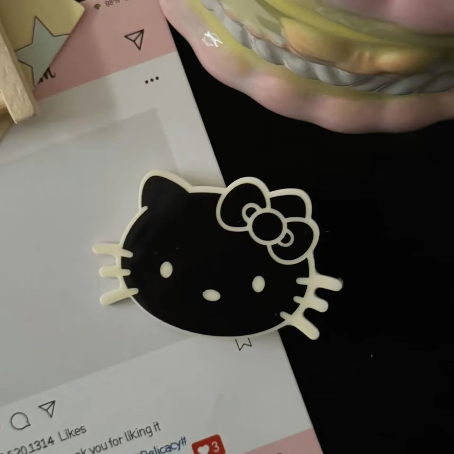 Sanrio Inspired Beaded Clips Set Kawaii KT Cat Hair Accessories with Acrylic Charm Multi-Use Decor Cute Anime Barrettes Gift