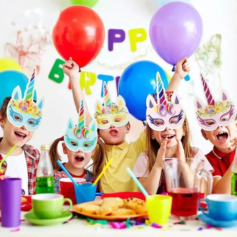 6PCS/12PCS Unicorn Masks Toy Girls Rainbow Unicorn Party Masks Kids Birthday Party Favors Supplies