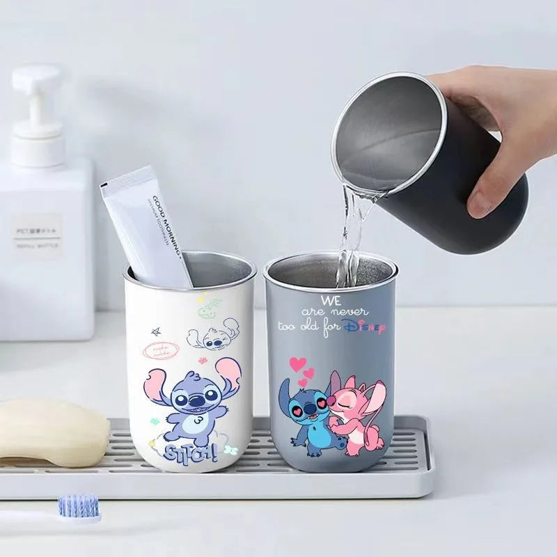New Lilo & Stitch Cartoon Animation Creative Stainless Steel Mouthwash Cup Fashionable Personality High-Looking Toothbrush Cup