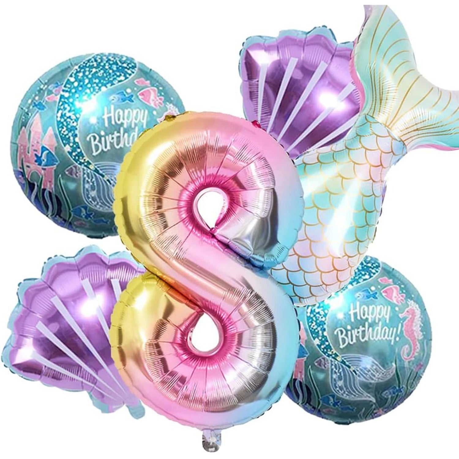 Mermaid Balloon 32 inch Digital Aluminum Foil Balloon Children's Birthday Party Decoration Baby Shower Decoration
