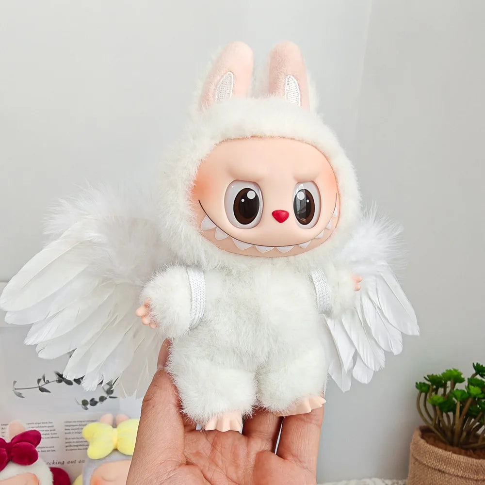 Doll Clothes Outfit Accessories for 15-17cm Labubu Black White Angel Feather Wings DIY Mini Dolls Clothing Girl Gift