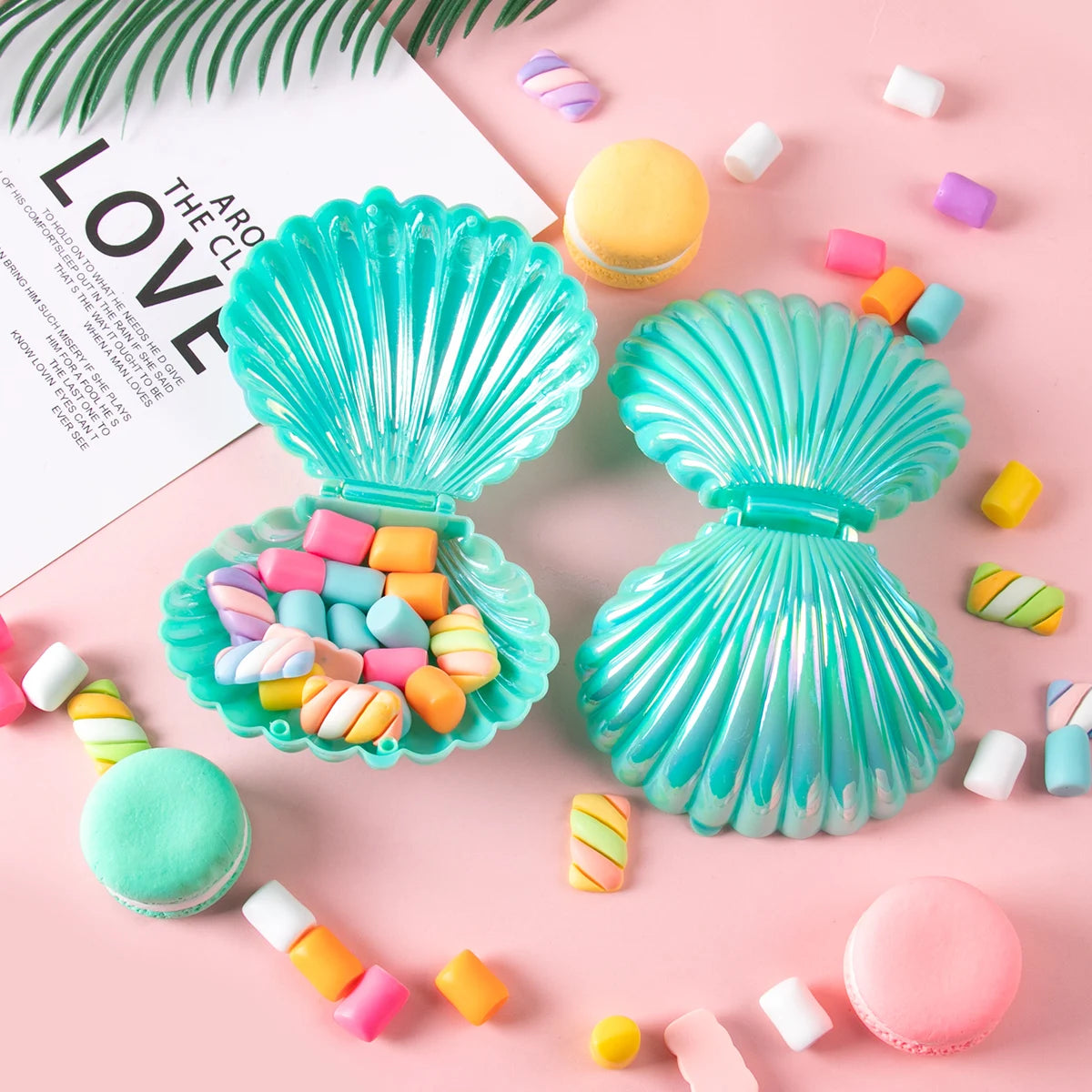 5pcs Shell Candy Boxes Plastic Candy Box Baby Shower Snack Cookies Box Wedding Supplies Mermaid Birthday Party Candy Box Favors