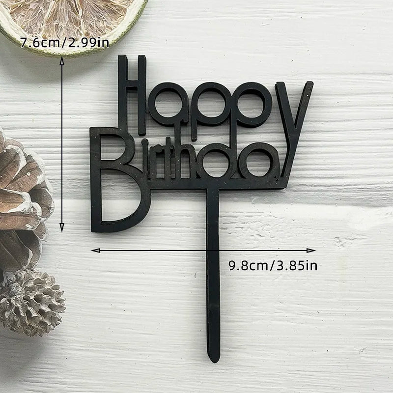10 Pcs Acrylic Happy Birthday Cake Topper Pink Gold Silver Acrylic Kids Men Women Cake Decorations for Baby Shower Gift Supplies