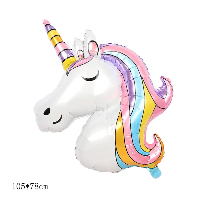 Unicorn Balloon 32inch Number Foil Balloon Set Birthday Party Decor Kids Unicorn Disposable Tableware Baby Shower Party Supplies