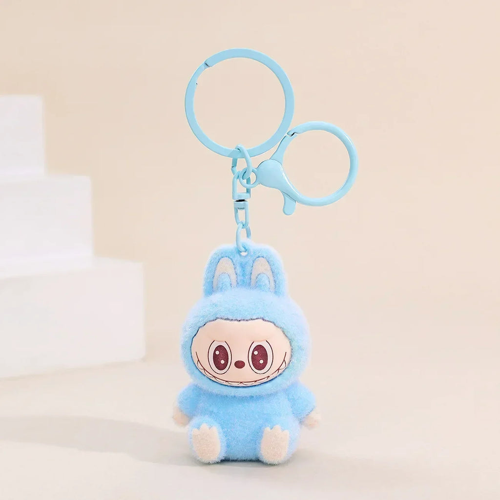 Cute Labubu Doll Pendant Keychain Exquisite Doll Fluff Pvc Toy Phone Ornaments Bag Charms Car Key Chain Kawaii Accessories Gifts