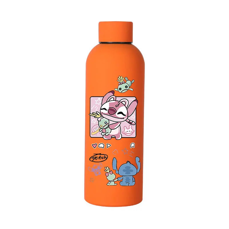 Lilo&Stitch Insulated Cup Sports Small Mouth Bottle Angel Colour Double-layer Vacuum Stainless Steel Cola Coffee Frosted Bottle