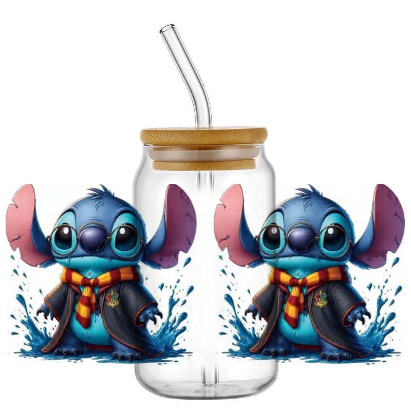 Miniso Stitch Baseball 16OZ UV DTF Cup Wraps Transfer Sticker For Glass Libbey Can Bottle waterproof DIY Custom