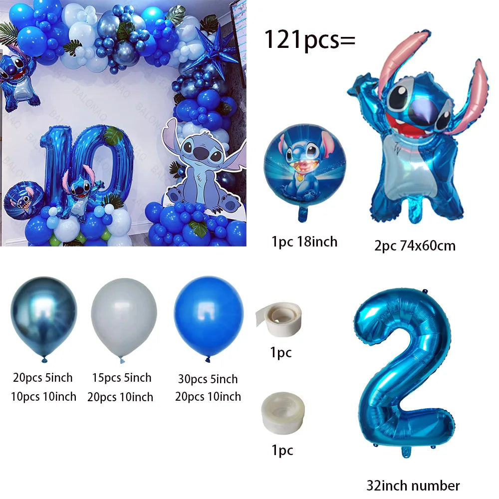 1set Lilo Stitch Arch Kit Garland Foil Helium Balloon Baby Shower Birthday Theme Party Decorations Inflatable Toys Air Globos