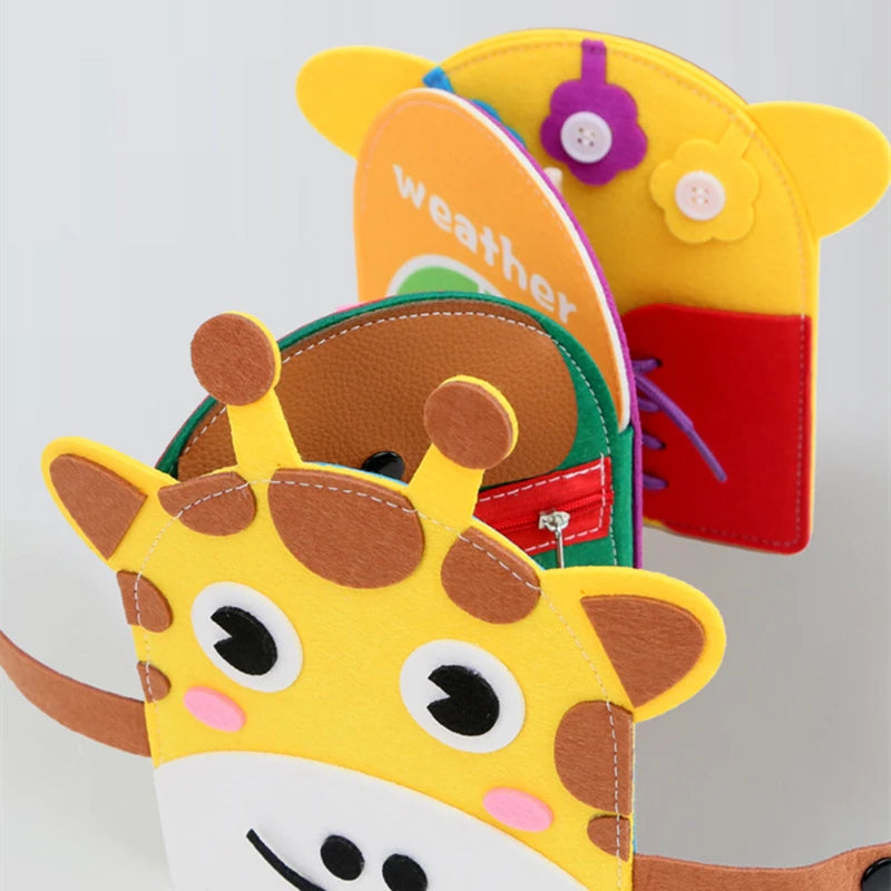 Montessori Toys Busy Book for Kids Color Shape Animal Cognition Early Education Toys Giraffe Quiet Book Fine Motor Toys