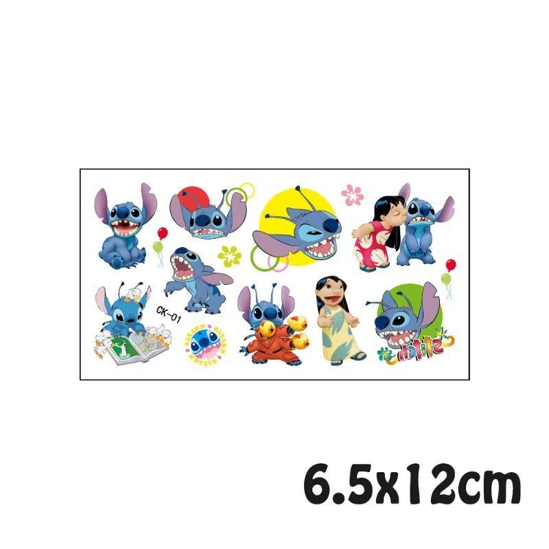 6Pcs Cartoon Lilo&Stitch Tattoo Stickers Waterproof Cute Anime Sticker Birthday Party Supplies Decoration Kids Gift