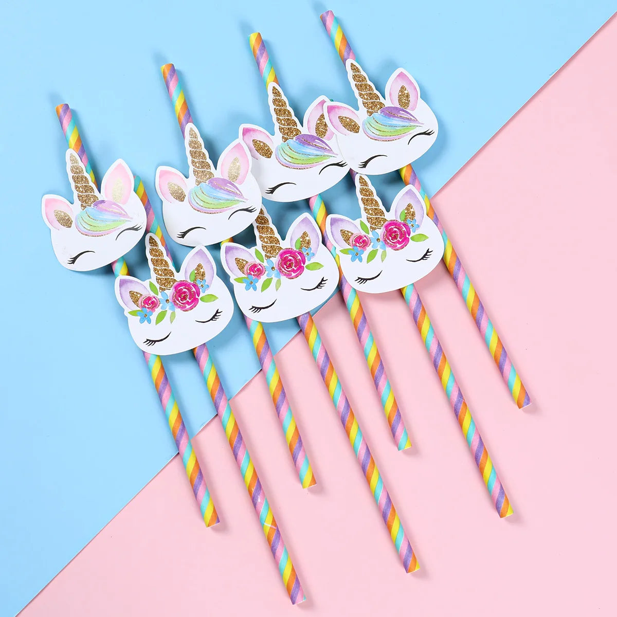 20pcs Unicorn Party Disposable Straws Unicorn Birthday Party Decorations Kids Girl Baby Shower Wedding Pool Party Supplies