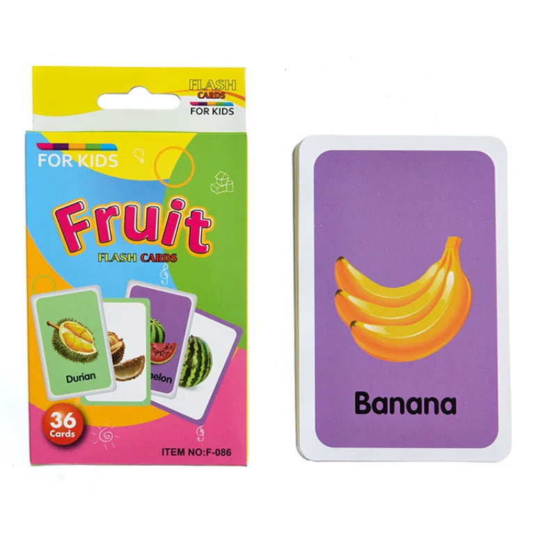36Pcs Kids Cognition Card Shape Animal Color Teaching Baby English Learning Word Card Education Toys Montessori Material Gift