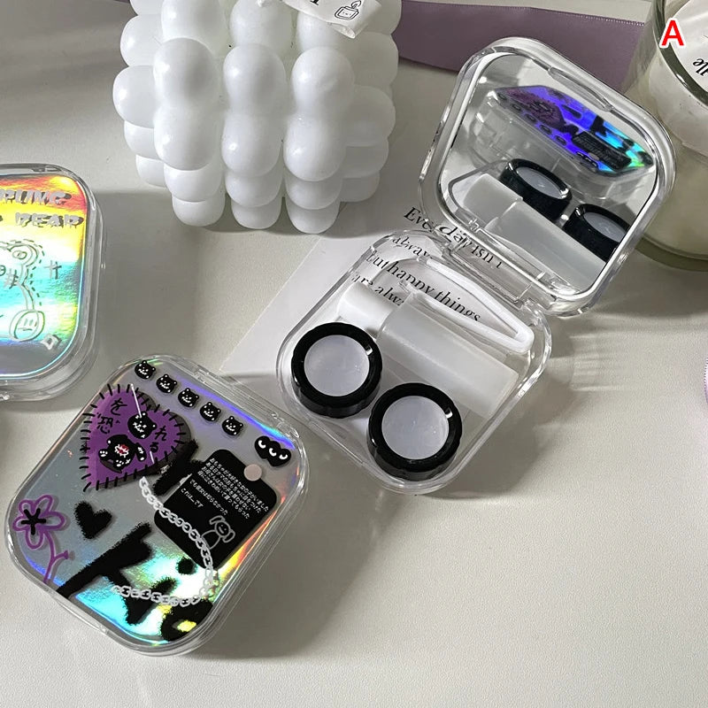 1pcs Cute Mini Contact Lenses Case Kit For Girls Travel Portable Contact Lens Box Contact Lens Storage Container