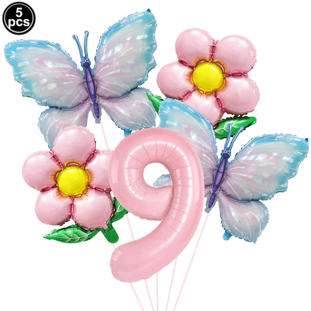 5pcs Colorful Butterfly Foil Balloons Butterfly Balloons Butterfly Themed Balloon Girl Party Birthday Wedding Baby Shower Decors