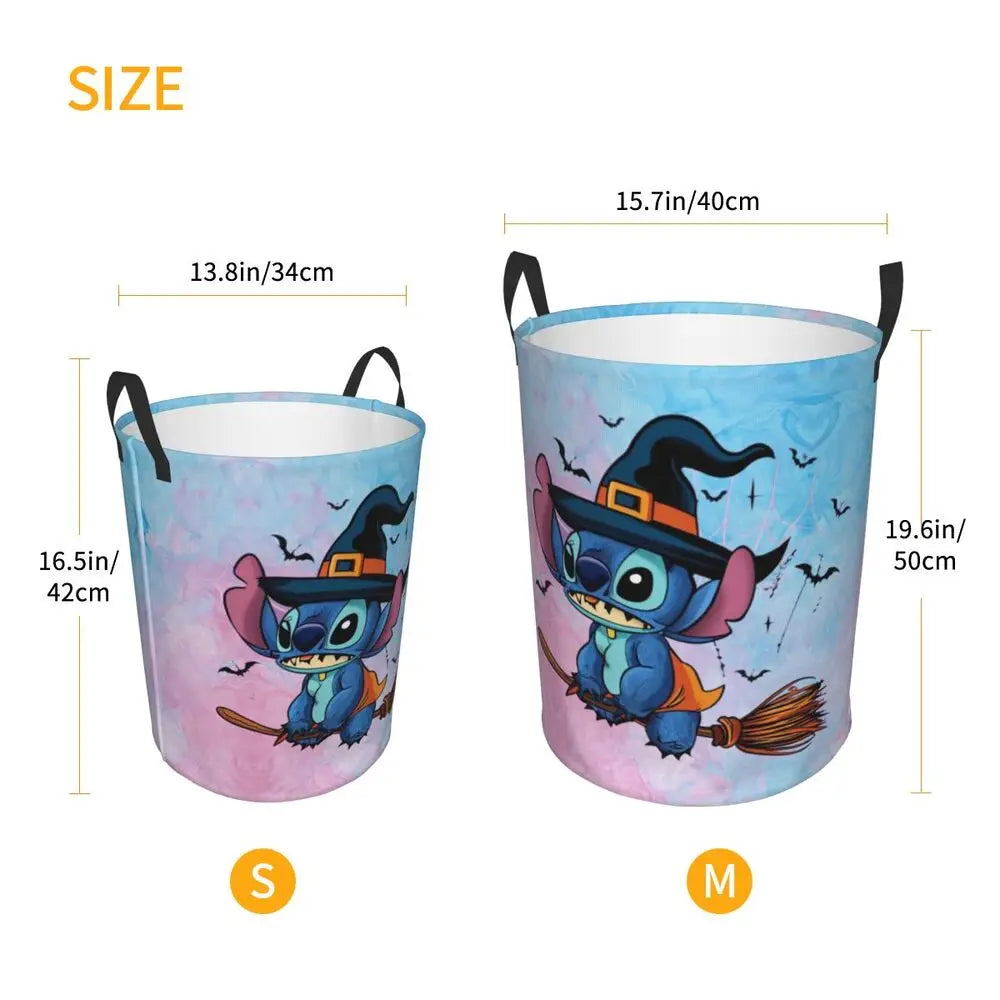 Customized SLilo And Stitch Cartoon Laundry Hamper Large Storage Basket Anime Kids Nursery Toy Organizer