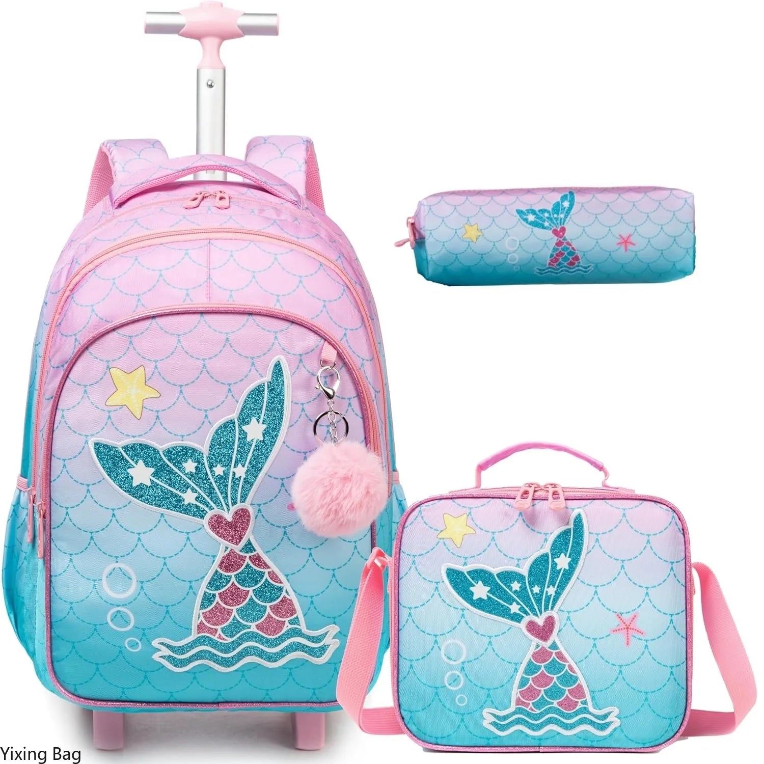 Children's School Backpack with Wheels Kids Wheeled School Bag Teenagers Bag Girls Canvas Backpack Travel Luggage Trolley Bags