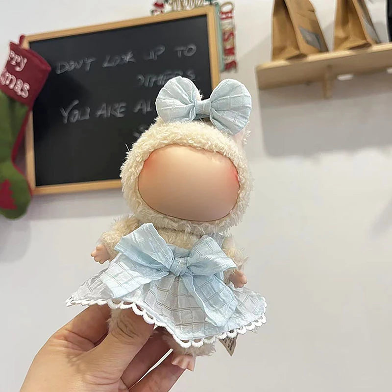 Cute Mini Plush Doll'S Clothes Outfit Only Clothing Accessories For 17cm Labubu Dolls Sweater Hoodie Clothing DIY Kids Gifts