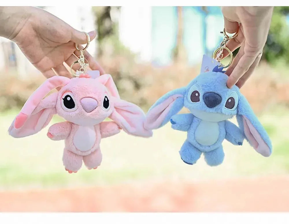 Kawaii Stitch Plush Keychain Toy Lovely Lilo & Stitch Doll Angel Plushies Cute Stuffed Bag Pendant Girls Birthday Gift