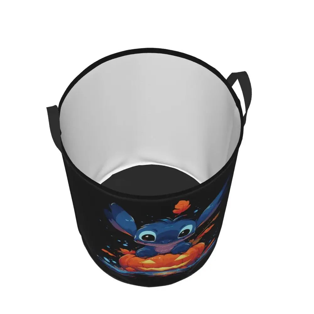 Customized SLilo And Stitch Cartoon Laundry Hamper Large Storage Basket Anime Kids Nursery Toy Organizer