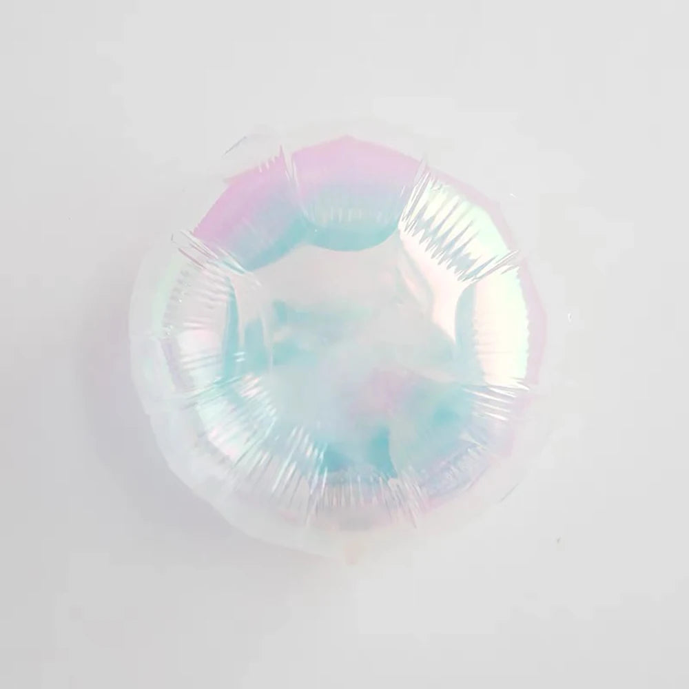 19Inch Foil Star Heart Round Balloons Transparent Iridescent Balloons for Mermaid Theme Birthday Disco Party Wedding Decorations