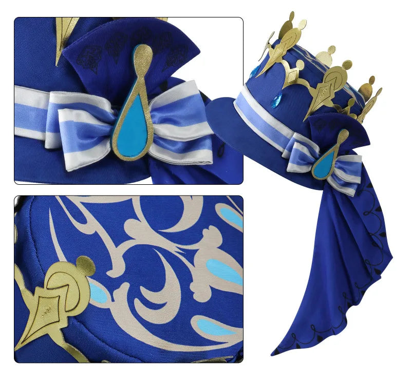 Furina Cosplay Costume Wig Hair Impact Fontaine Focalors with Hat Black Suits High Heel Cosplay Shoes for Women Outfits