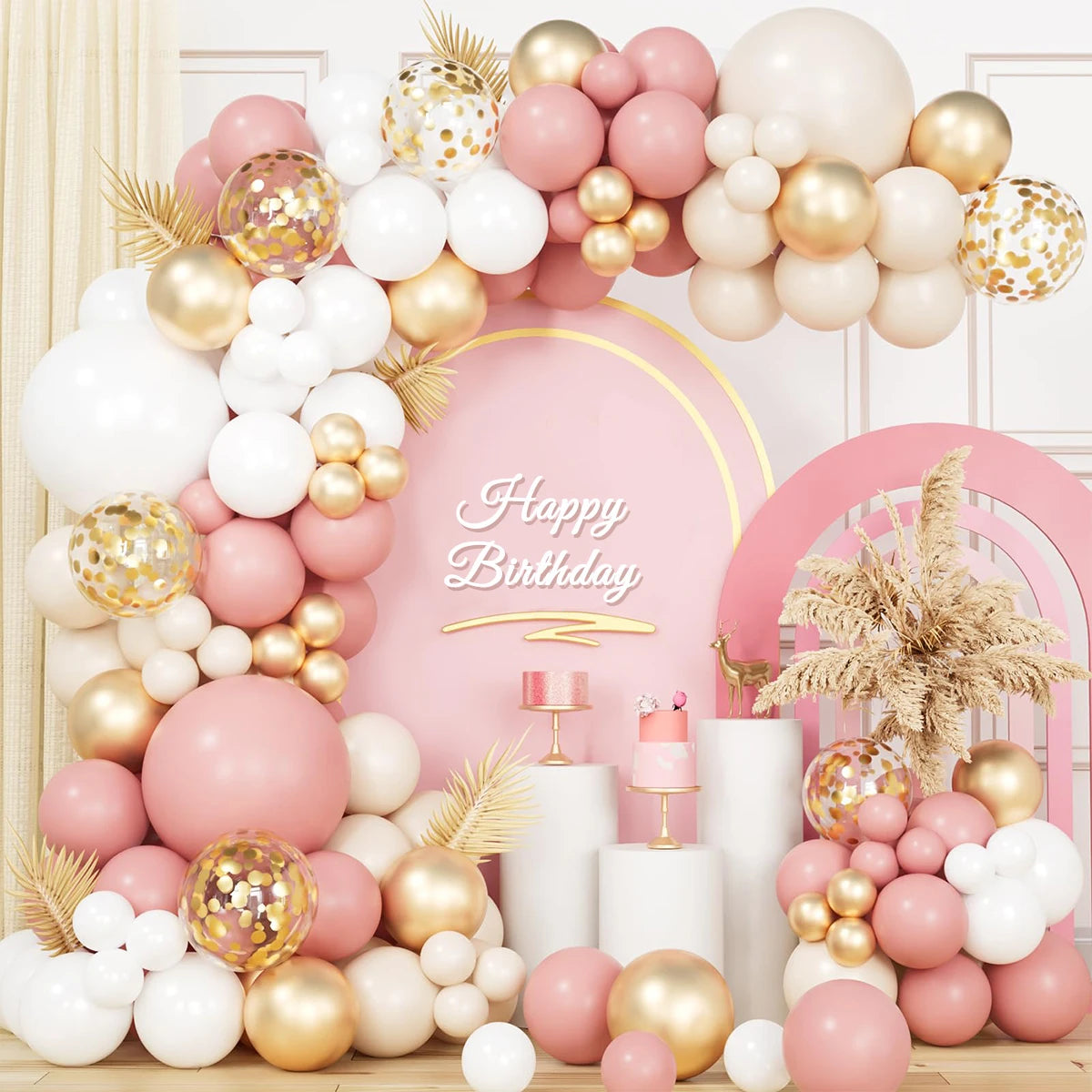 Pink Gold Balloon Garland Arch Kit Birthday Party Decor Kids Girl Wedding Birthday Party Baloon Supplies Baby Shower Latex Balon