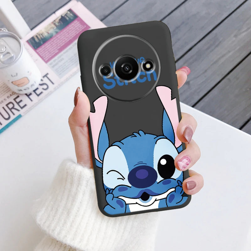 For Redmi A3 Phone Case Soft Silicone Shockproof Super cute Stitch Love?Cover For Xiaomi Redmi A3 Shell RedmiA3 A 3 Bumper Shell