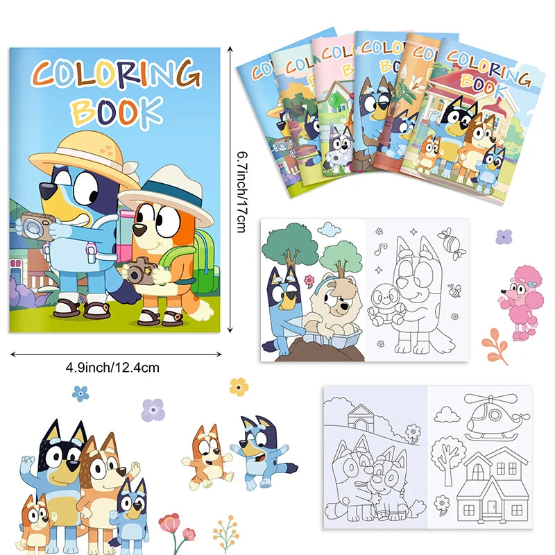 Bluey And Bingo Diy Coloring Drawing Book Anime Cartoon Color Graffiti Painting Book Education Puzzle Toys For Kids