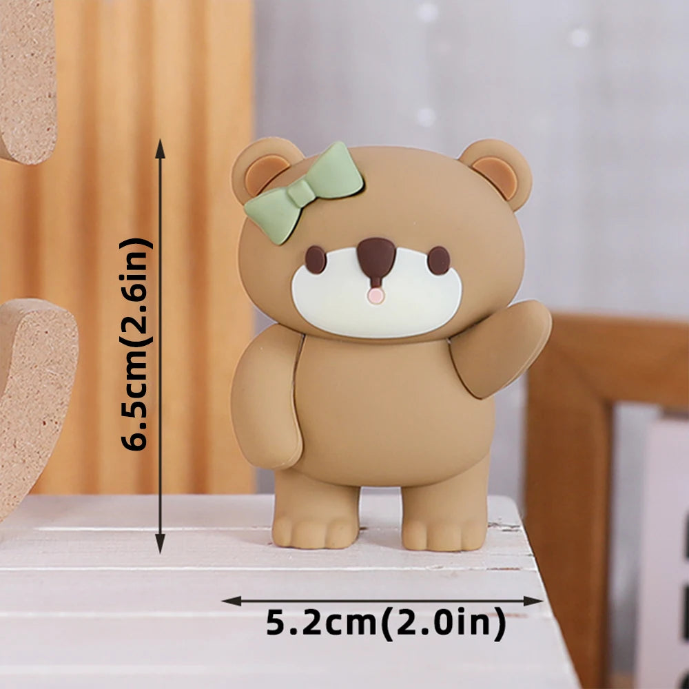Bear Cake Toppers for Boy or Girl Baby Shower Children's Birthday Party Decoration Hot Air Balloon Cake Topper Pink Blue Green