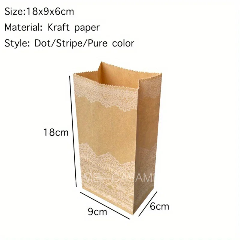 10 pcs Colorful Solid Stripe and Polka Dot Stand-Up Bags with Stickers - 18x9x6cm Favor Gift Packing Treat Bags for Wedding