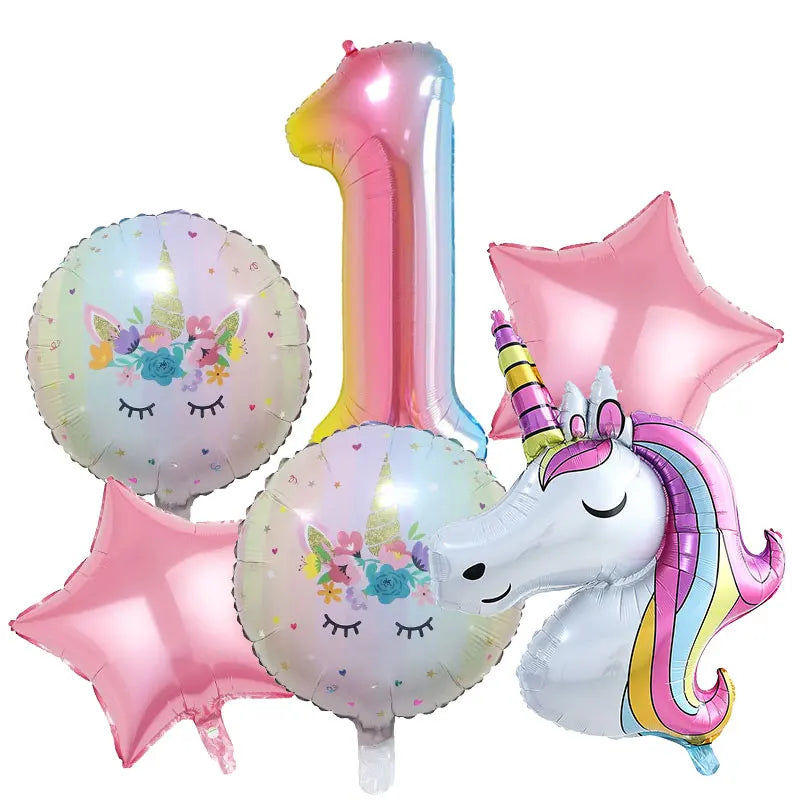 Unicorn Birthday Decoration Face Mask Gift Bags Tablecloth Unicorn Happy Birthday Balloons Candy Box Kids Birthday Party Favors