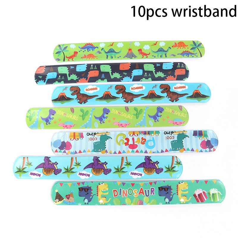 10pcs Cartoon Birthday Party Clap Circle Toy Kids Birthday Party Slap Bracelet Mermaid Dinosaur Unicorn Theme Party Gift