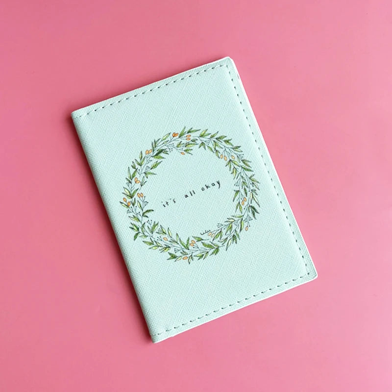 Flower and Plants Passport Cover PU Leather Travel Passport Holder for Girls Business Card Case Plane Ticket Card Holders Women
