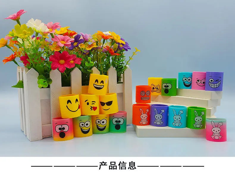 12Pcs Neon Rainbow Plastic Smile Magic Spring Toys for Children Birthday Party Favors Piñata Fillers Carnival Prizes Goodie Bag