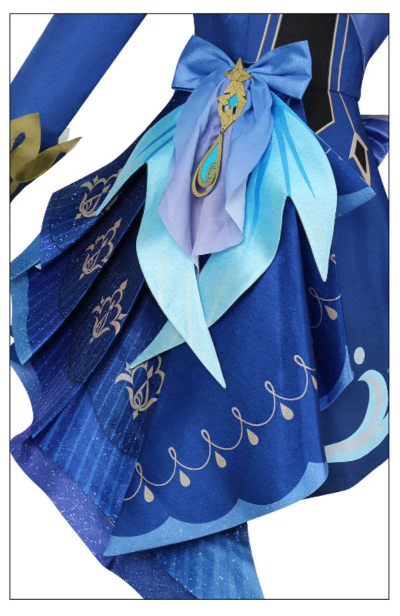 Furina Cosplay Costume Wig Hair Impact Fontaine Focalors with Hat Black Suits High Heel Cosplay Shoes for Women Outfits