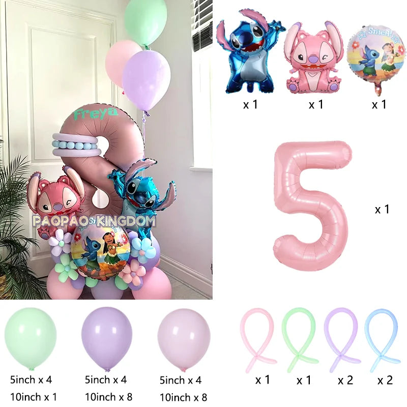 Lilo & Stitch Party Balloons Stitch Number Balloon Garland Arch Kit Baby Shower Birthday Party Decor Kids Toy Gift