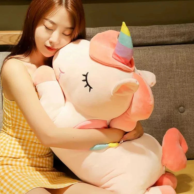 Cute Pony Plush Toy Rainbow Angel Unicorn Girl Heart Plush Doll Simulation Pony Stuffed Pillow Girlfriend Birthday Gift