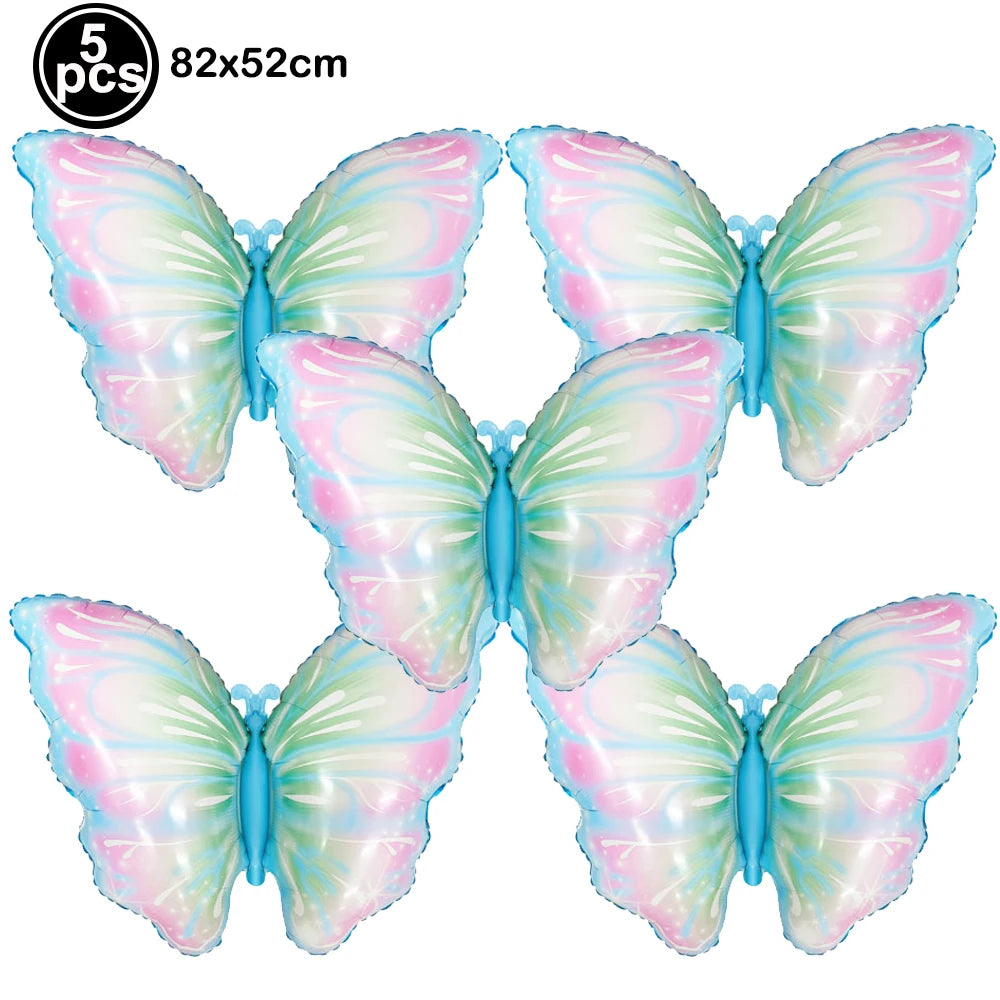 5pcs Colorful Butterfly Foil Balloons Butterfly Balloons Butterfly Themed Balloon Girl Party Birthday Wedding Baby Shower Decors