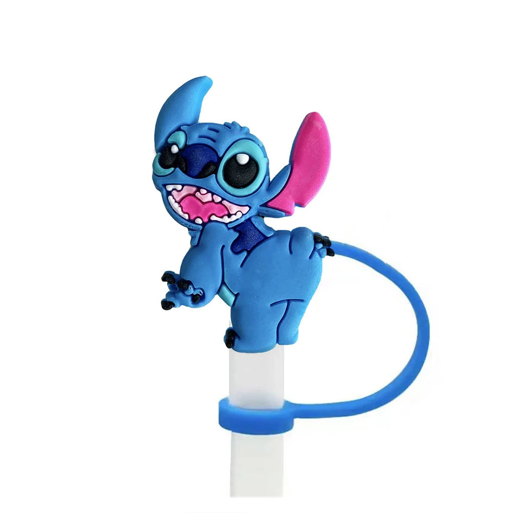 Cute Stitch Cartoon Silicone Straw Covers For Water Glass Bottle Drinking Dust Cap Straw Tips Cover Cup Accessories For 10mm