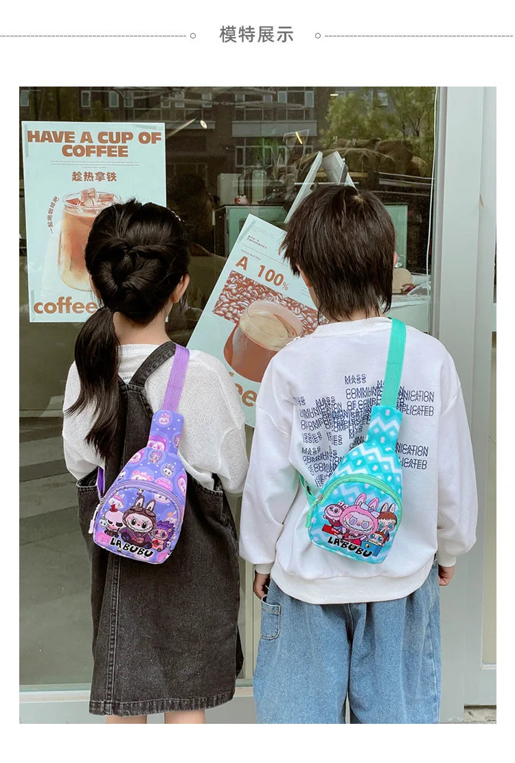 2024 new labubu POPMART LABUBU Children bag chest bag cartoon girl accessories bag trendy new one shoulder crossbody bag gifts