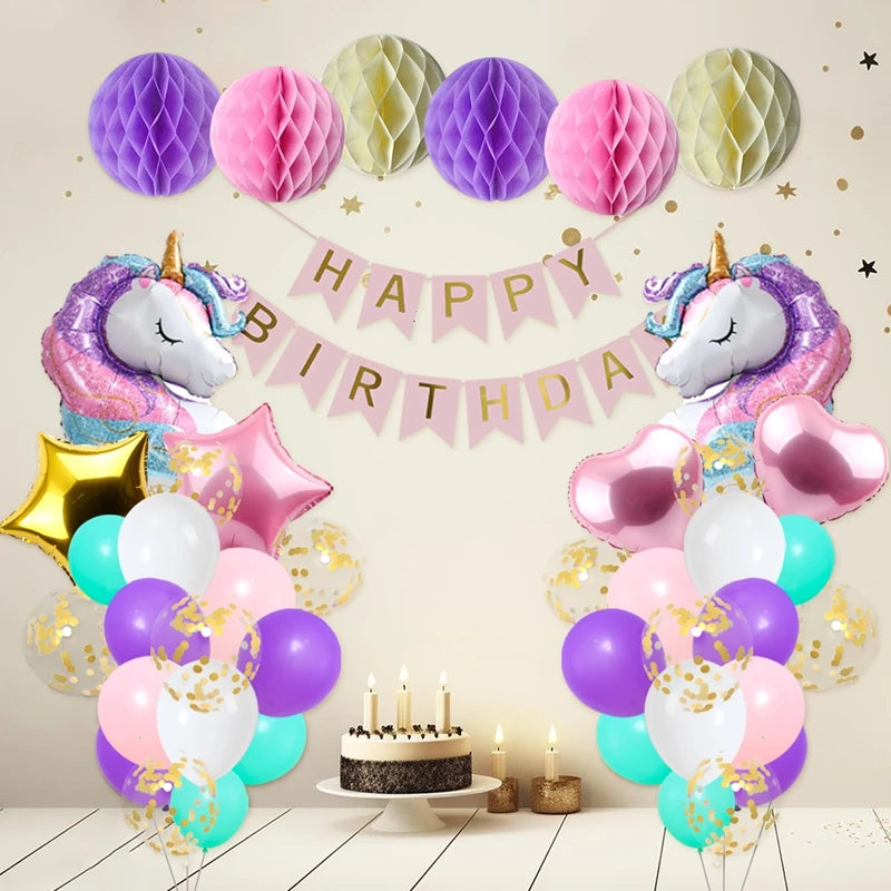 Unicorn Star Color Balloon Garland Arch Kit Rainbow Wedding Birthday Party Decor Kids Baby Shower Birthday Latex Balloons