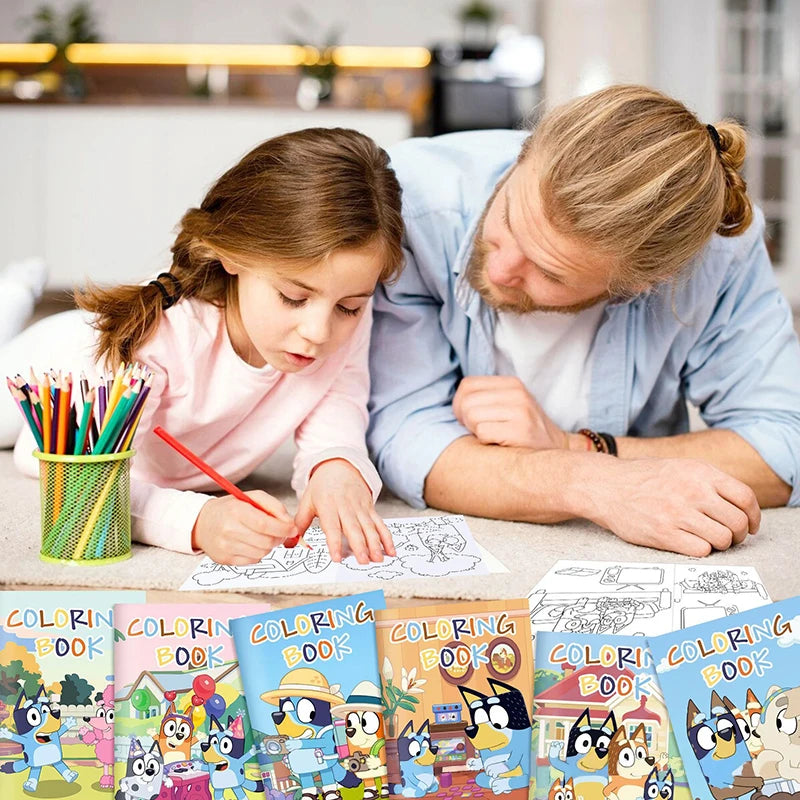 Bluey And Bingo Diy Coloring Drawing Book Anime Cartoon Color Graffiti Painting Book Education Puzzle Toys For Kids