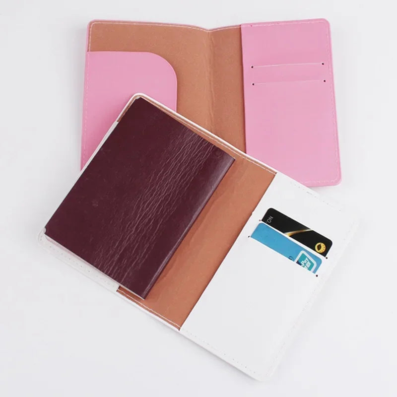 Pink Purple Women Girls Passport Cover Case for Travel Accessories PU Leather Passport Holder Protector Sleeve with Card Slot