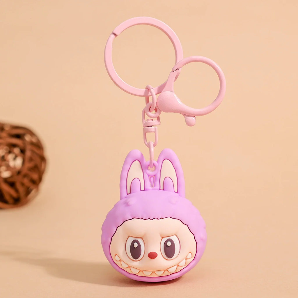Cute Labubu Doll Pendant Keychain Exquisite Doll Fluff Pvc Toy Phone Ornaments Bag Charms Car Key Chain Kawaii Accessories Gifts