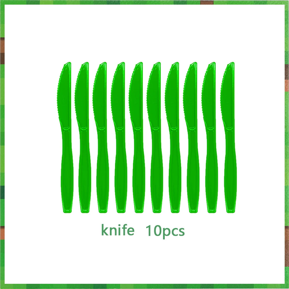 Miner Crafting Pixel Video Game Party Decor Disposable Tableware Backdrop For Kids Party Supplies Cup Plate Banner Toy Gifts