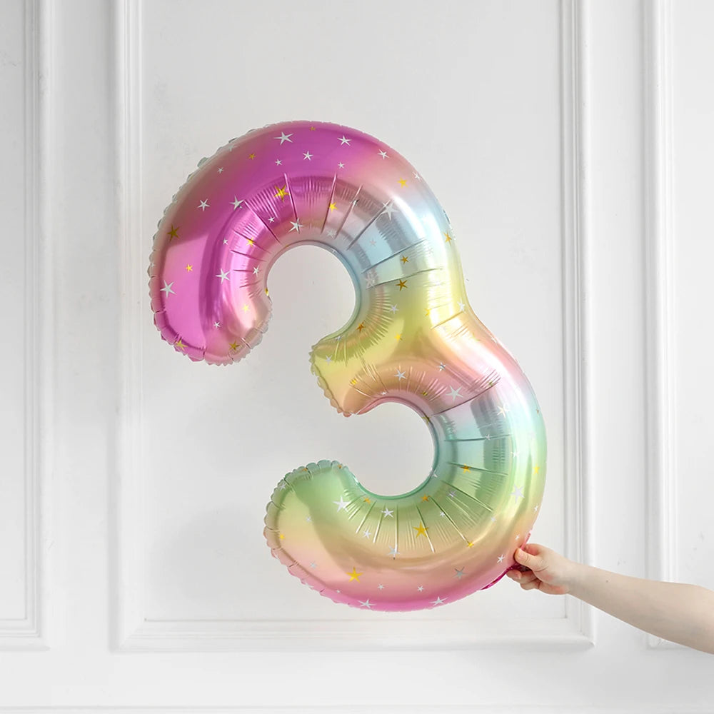 Large Rainbow Unicorn Helium Balloons 40inch Number Foil Balloons Unicorn Theme Birthday Girl Boy Party Decoration Baby Shower