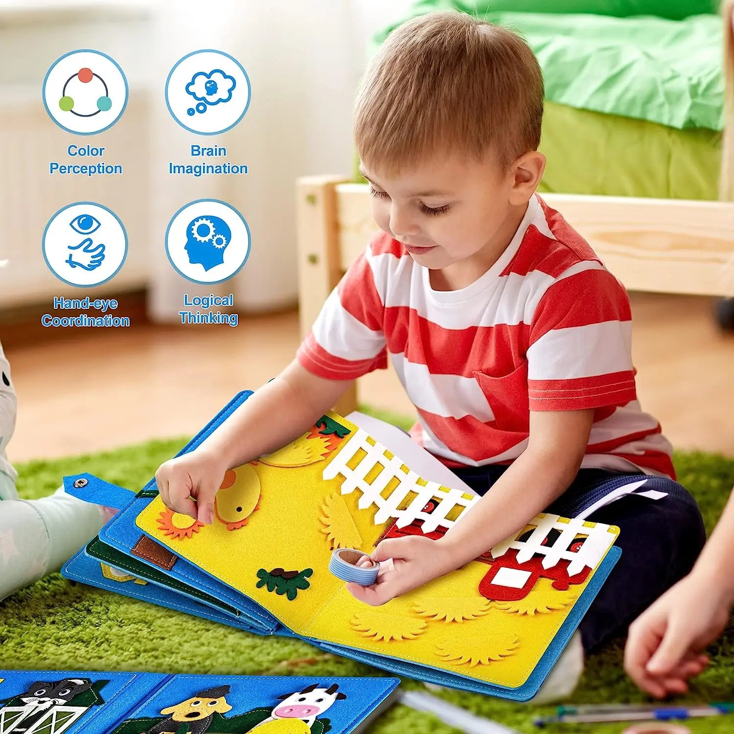 Toddlers Montessori Toys Busy Board Farm Animal Scene Storytelling Activity Toy Quiet Book Felt Activity Educational Sensory Toy