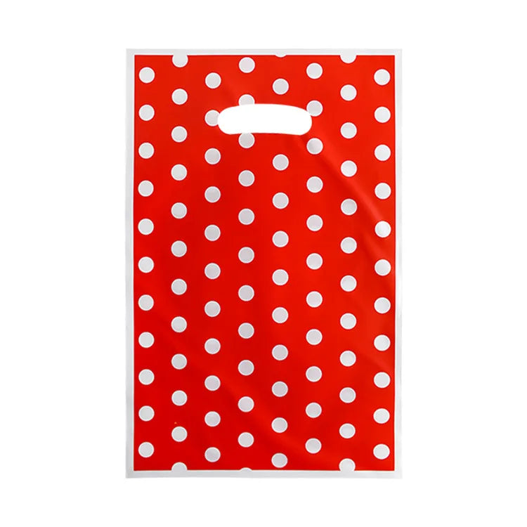 20pcs Printed Gift Bags Polka Dots Plastic Candy Bag Child Party Loot Bags Boy Girl Kids Birthday Party Favors Supplies Decor