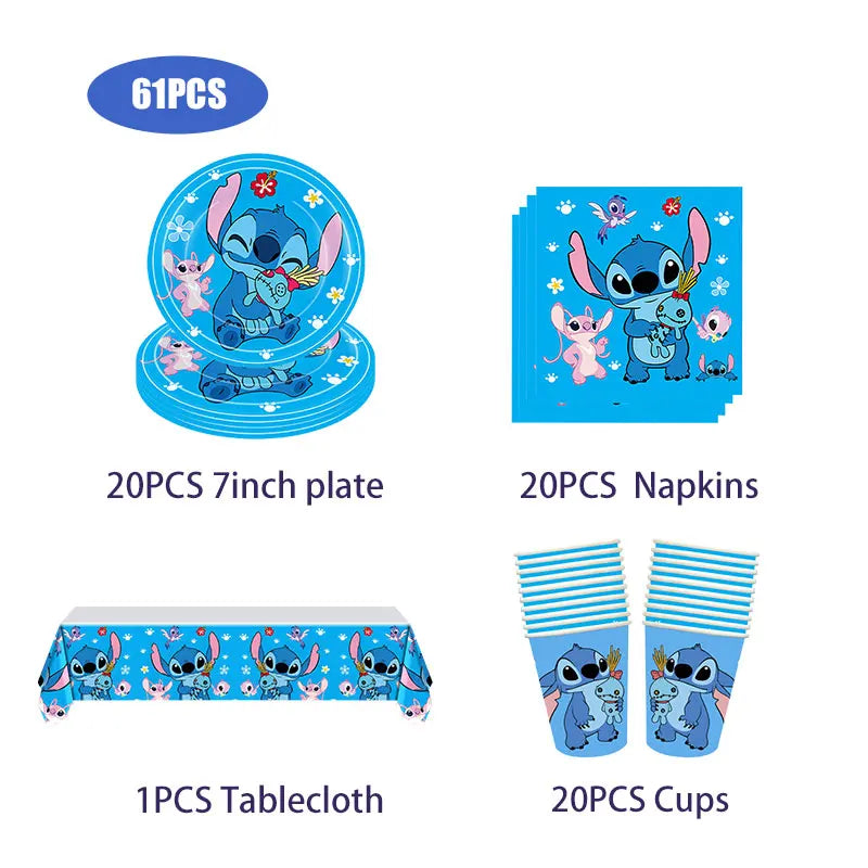 New Stitch Birthday Party Decoration Tableware Balloons Cups Plates Banner Straws Lilo And Stitch Theme Party Supplies Toy Gifts