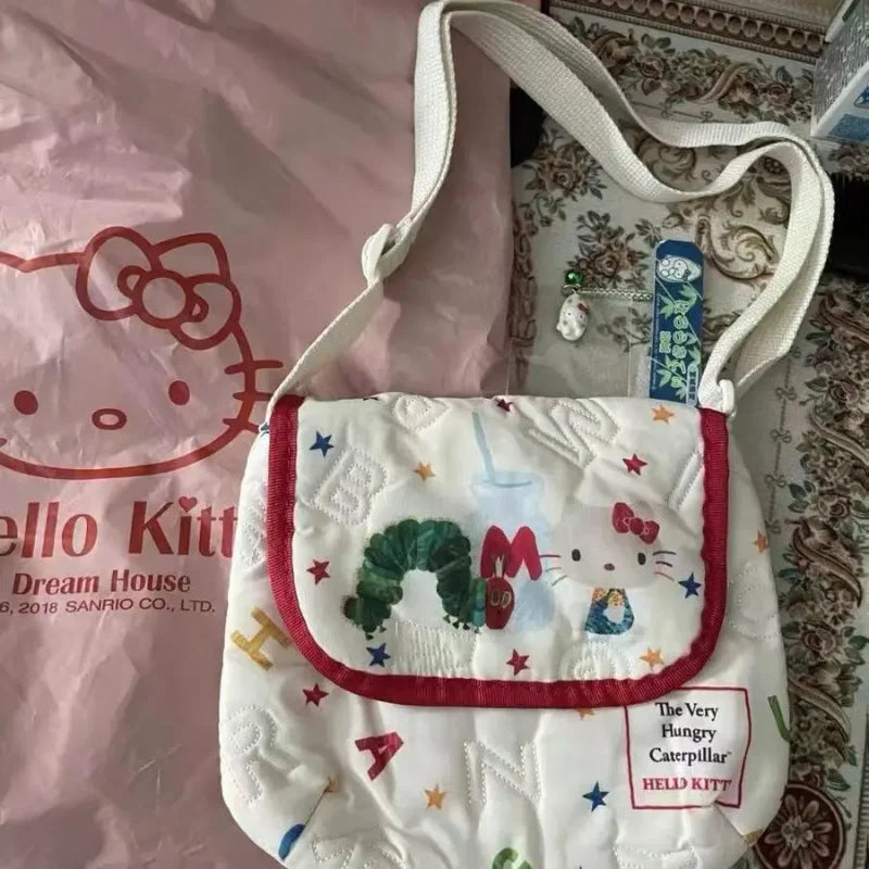 Hello Kitty Cute Bag Y2k Kawaii Anime Embroidery Versatile Tote Shoulder Bags Armpit Women'S Bag Girl Female Makeup Bags Gift
